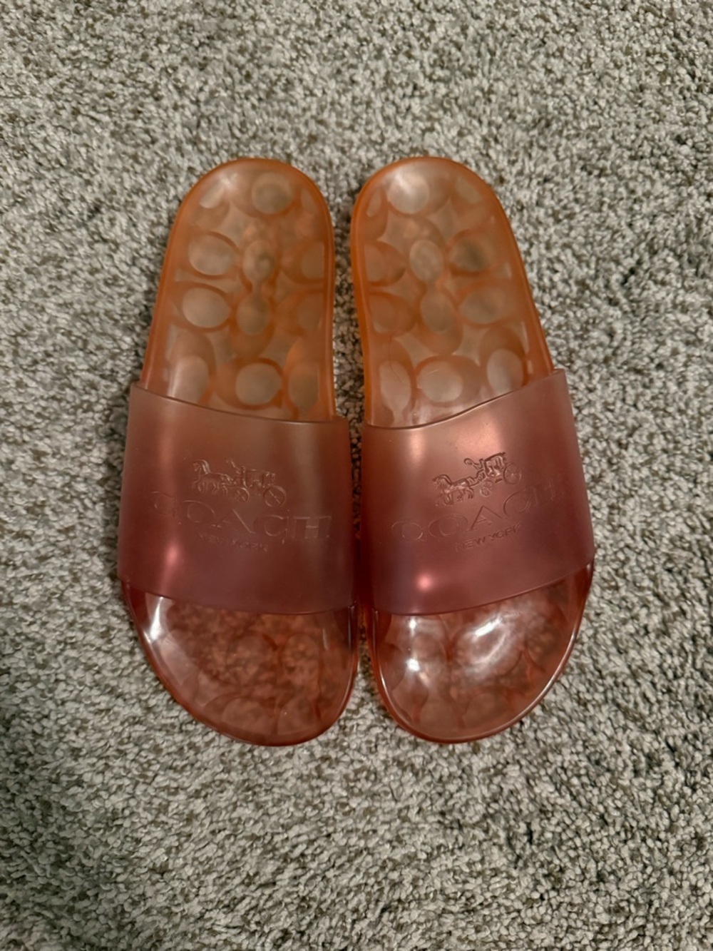 Coach Translucent Slide Sandals in Burnt Orange - Picture 2 of 7